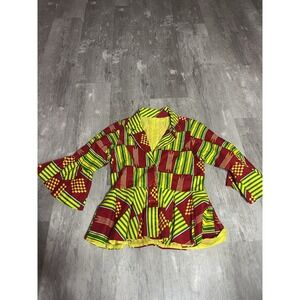 Shenbolen Top Womens Size XS Maxi Flared Long Shirt African Print D-0096